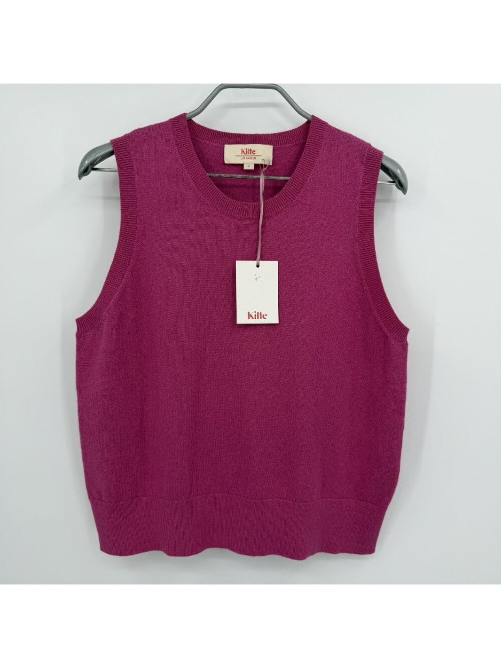 Kilte Collection Carrie Cotton Cashmere Sleeveless Sweater Tank Fuchsia 3/L-XL